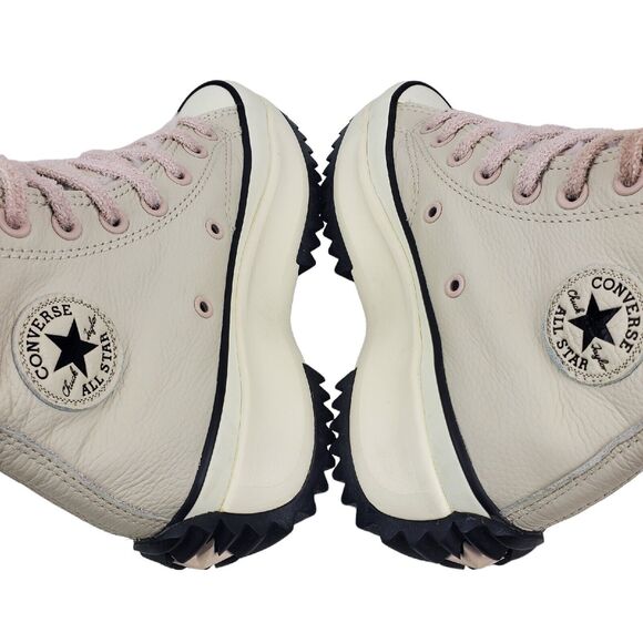 CONVERSE Shoes RUN STAR Womens Size 5.5 White Leather Faux Fur Ripple 169550C - Picture 7 of 13
